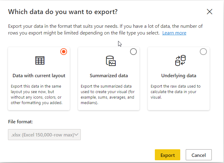 Opciones para exportar datos a excel