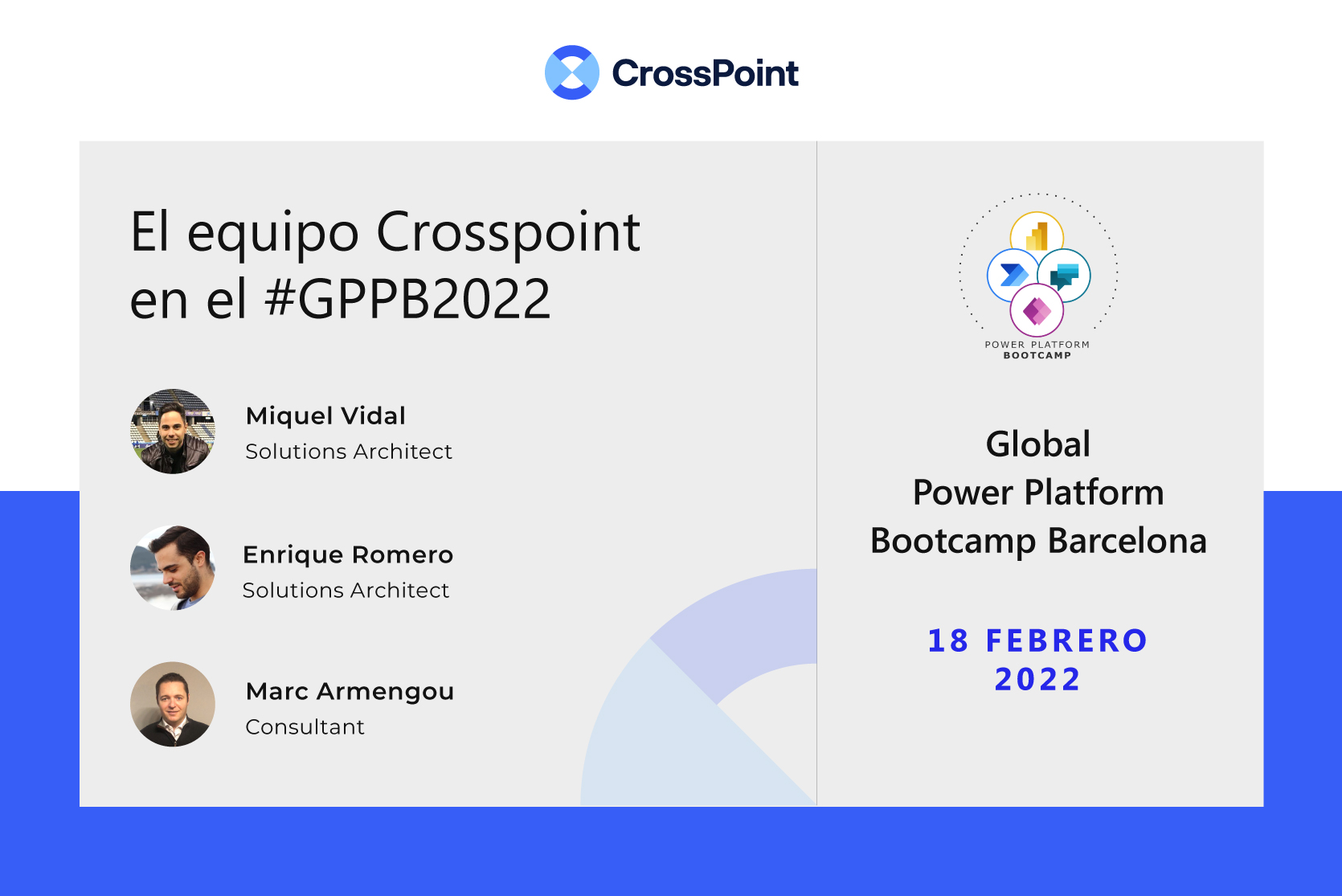 El equipo CrossPoint en la agende del Global Power Platform Bootcamp 2022
