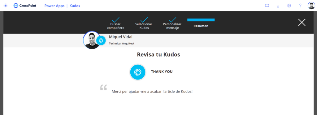 Power App Kudos reconocimiento