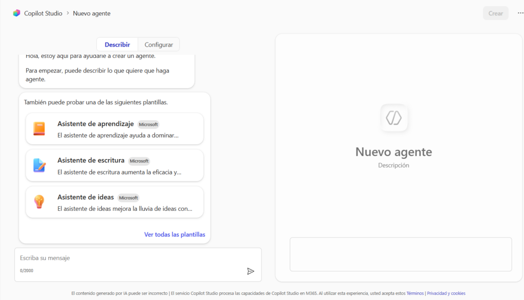 Creación del agente