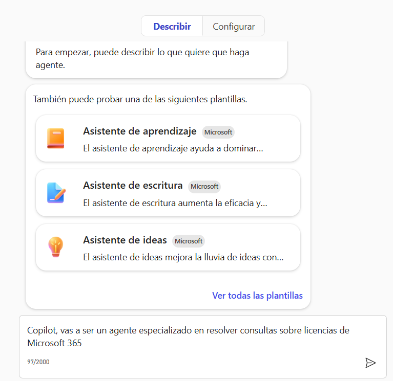 Creación del agente