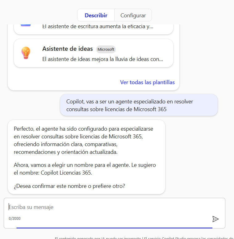Creación del agente
